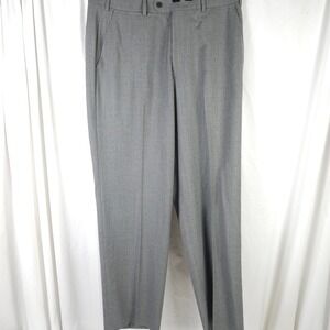 Hiltl Gray Marlane Biella 120s Wool Mid High Rise Dress Pants Men's 35x30